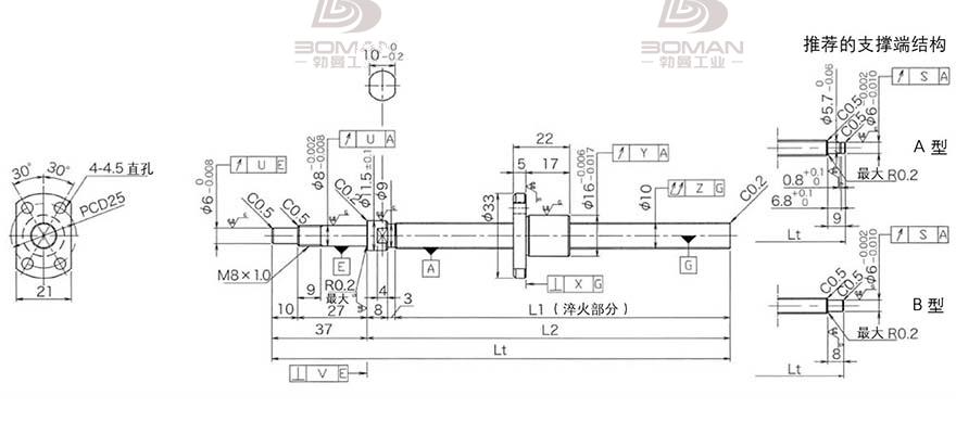 KURODA DP1002JS-HDNR-0320B-C3S 黑田精工丝杆底座安装图